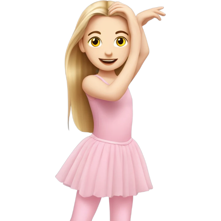 white girl, pink ballet girl. ballet pose, long hair emoji