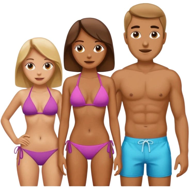 Woman with bikini next to man  emoji