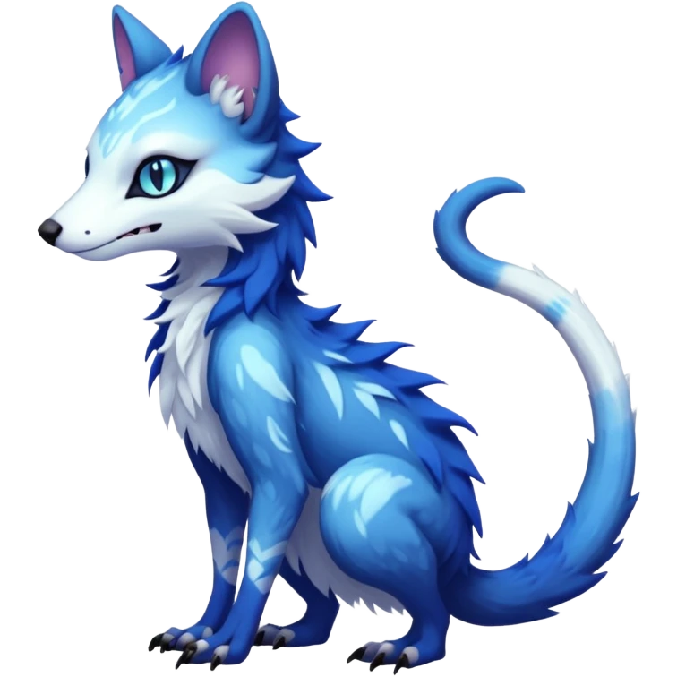 Kawaii cool cold dark cute gloomy ghoulish edgy fantasy ethereal feline-vernid-sergal-possum-monster-fursona animal creature full body with intricate markings  emoji