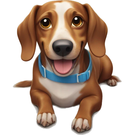 happy sausage dog at the beach emoji