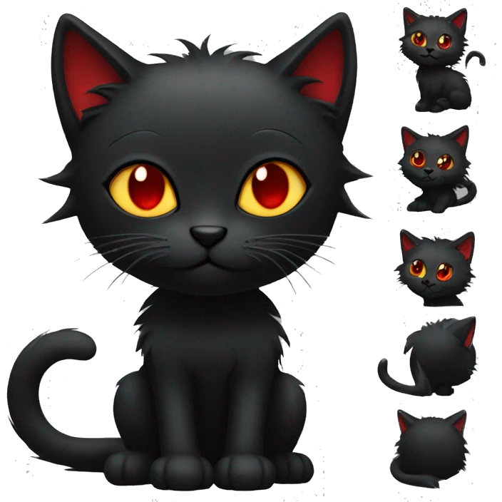 Edgy Black Cat with Long Emo Hair with Red Streaks emoji