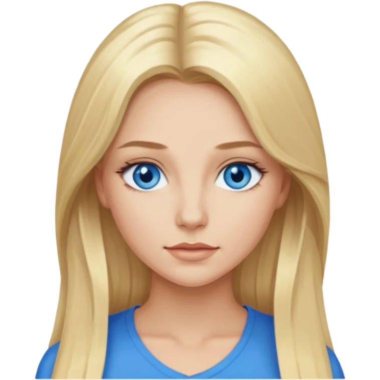 Shannon Bex with long blonde hair, blue eyes emoji