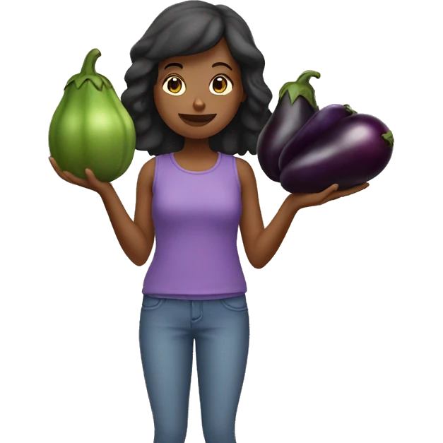 Girl holding eggplant  emoji