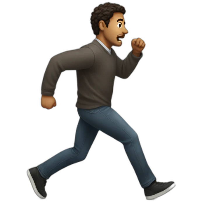 a man running away from an argument emoji