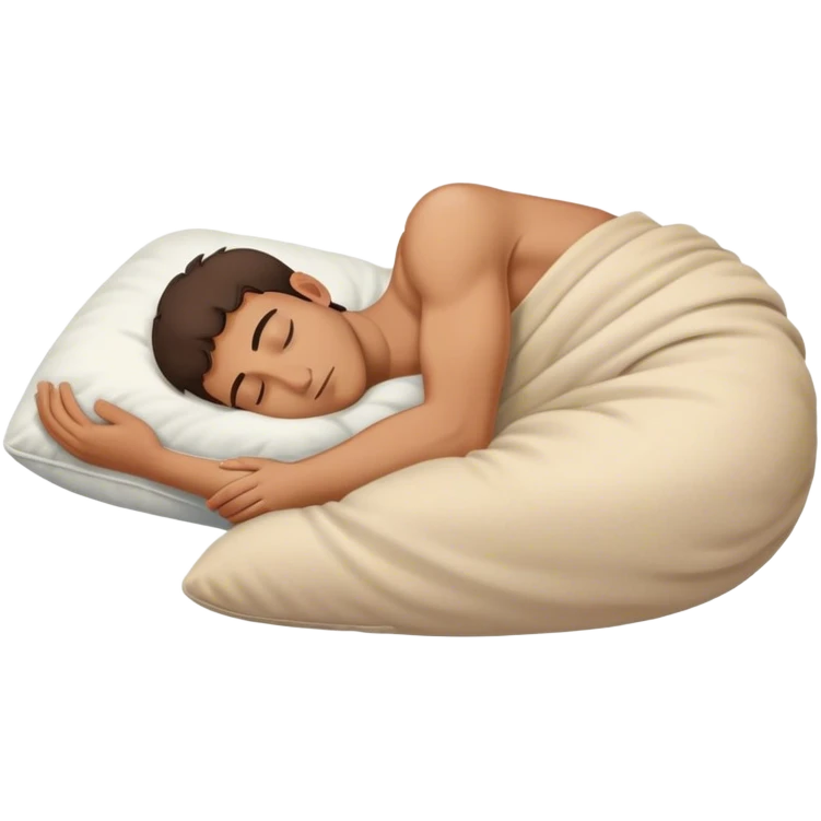 A young man sleeping on a cozy pillow, looking peaceful and relaxed emoji