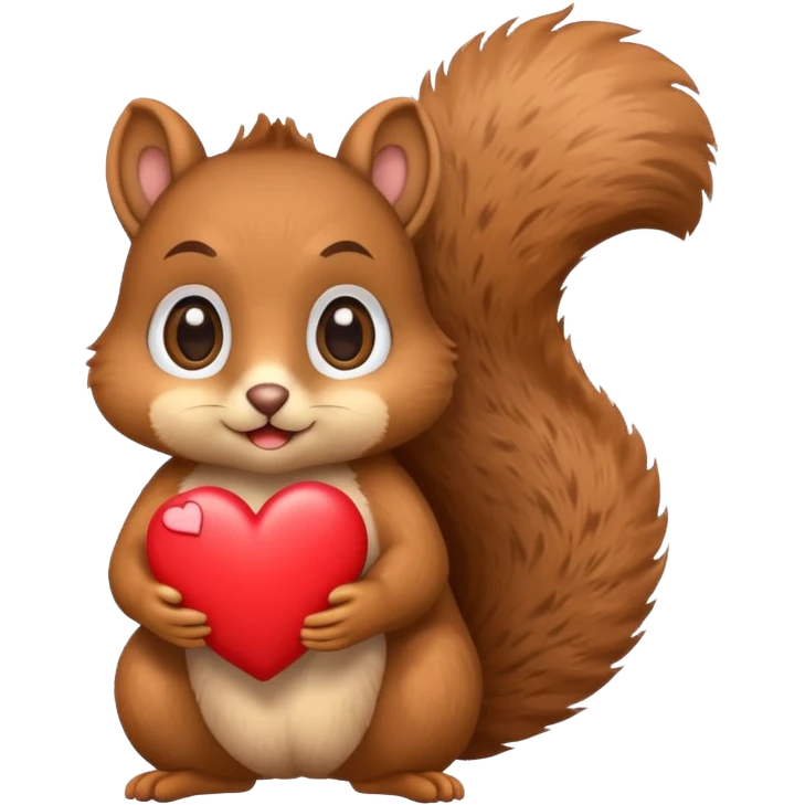 squirrel with big eyes holding a heart, emoji style emoji