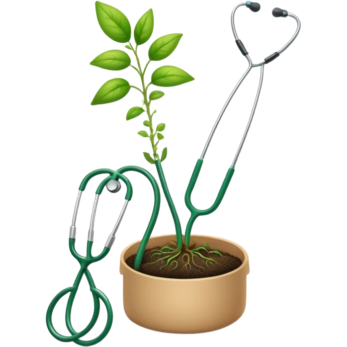 stethoscope wrapped around a sprouting seedling representing agriculture and health emoji