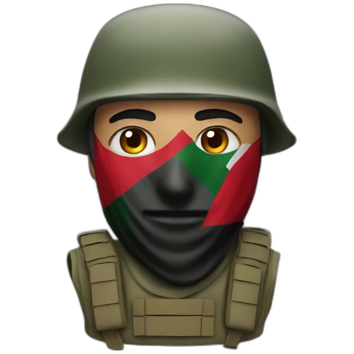palestinian soldier with red water from the face emoji