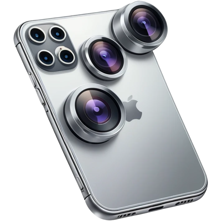 iPhone 15 Pro with its distinctive triple camera setup and titanium frame emoji