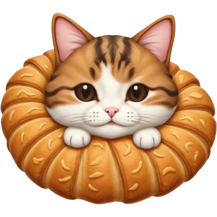 dark brown tabby and white cat in croissant position upside down with eyes closed emoji
