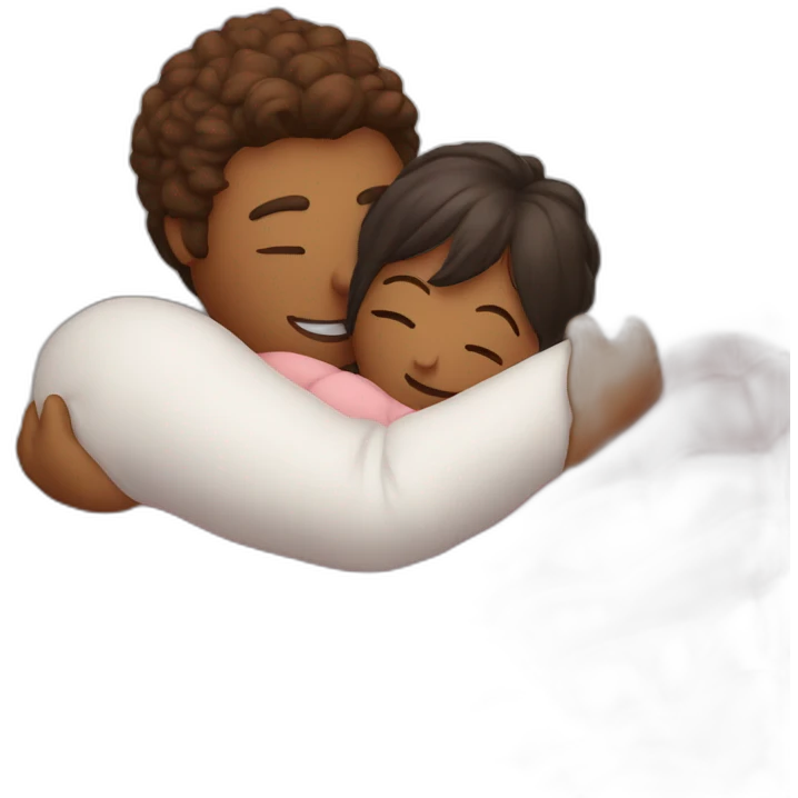 lovers cuddle and hugging in ball of comforter emoji