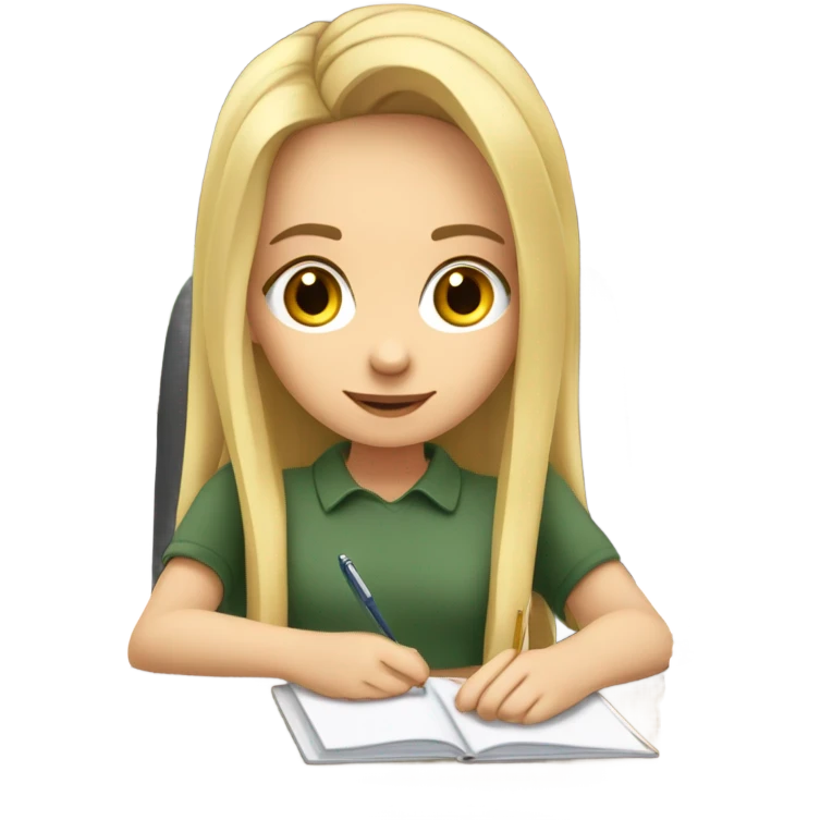 White girl studying emoji