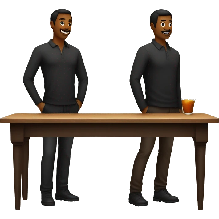 2 tables, 1 black and another brown with a man infront emoji