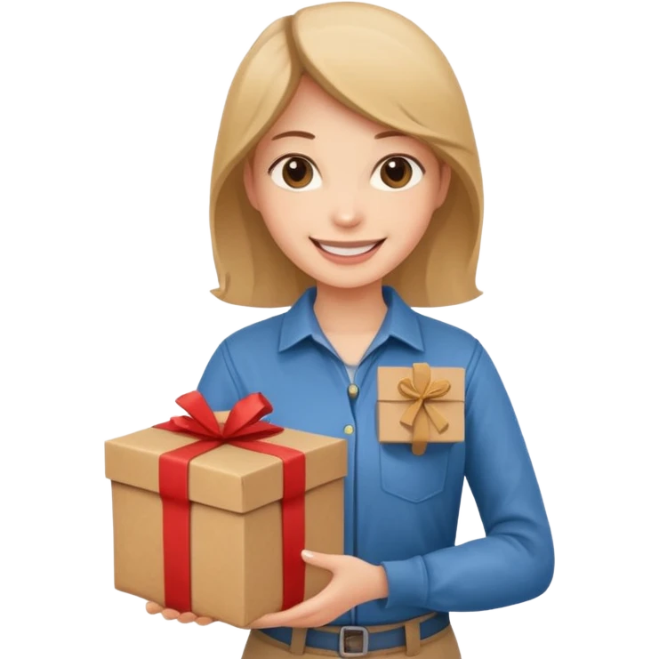 woman courier holding gift box emoji