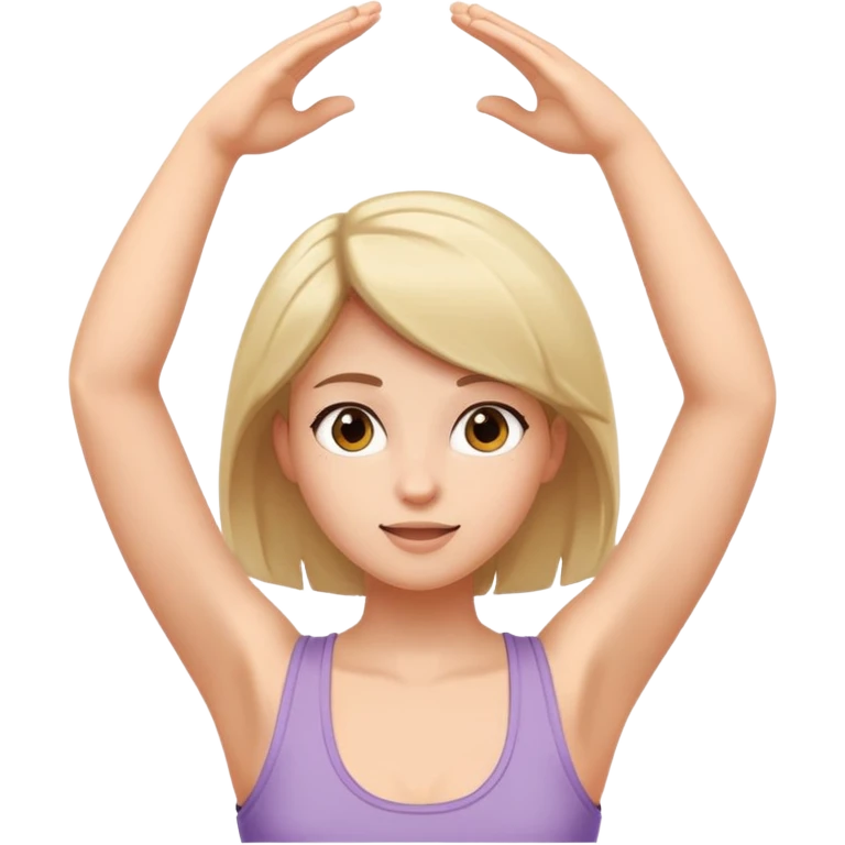Girl in tank top with arms raised above head emoji