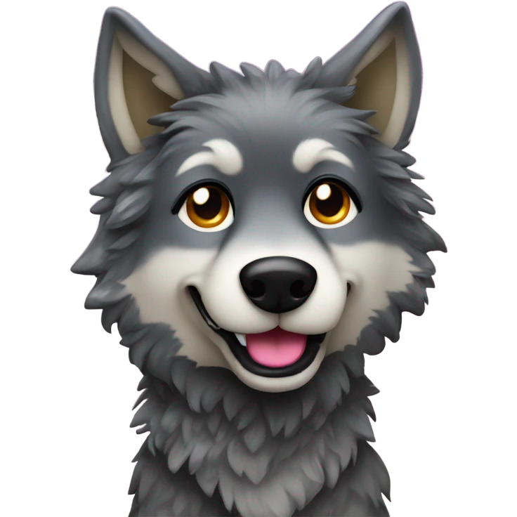 Wolf dog with black and rainbow glitter fur emoji