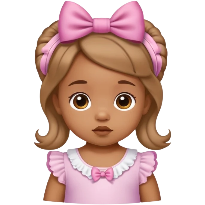 medium skin tone baby girl with bows in her hair emoji