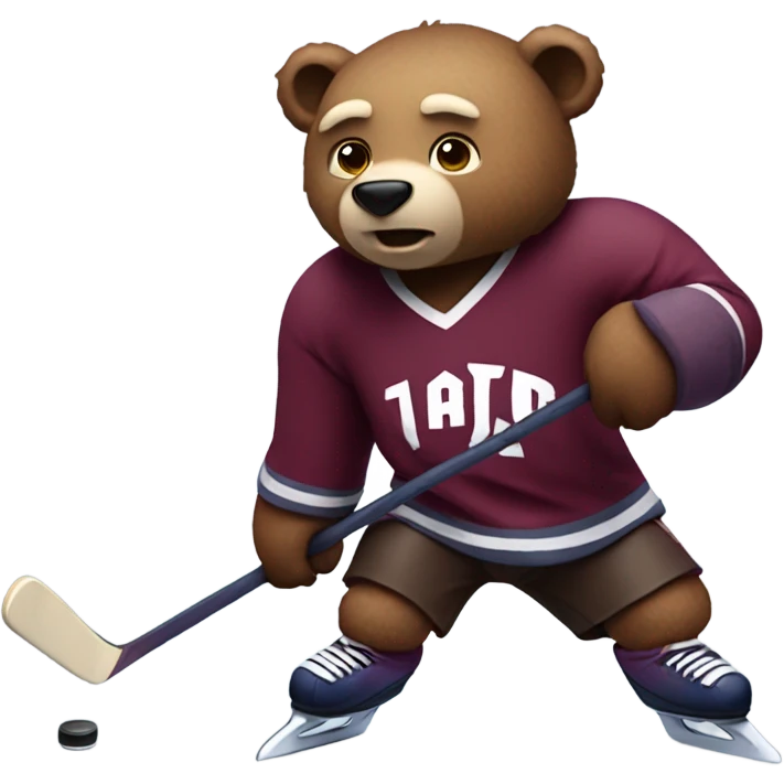 Bear playing hockey maroon jersey emoji