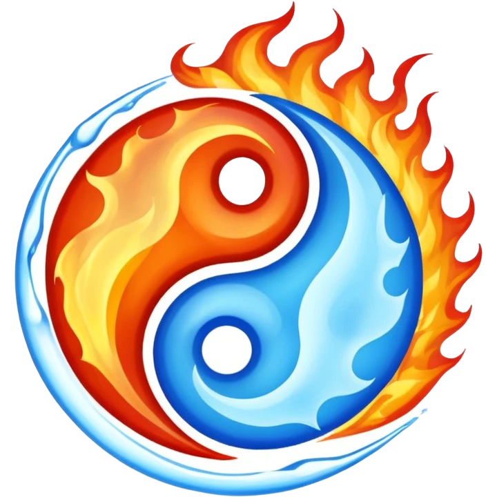 The fire and water emojis are in the form of the yin-yan symbol in front of a completely black background. let the background be black emoji