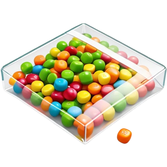 Geometric minimalist Skittles package, just a rainbow colored square with a small spill of green round candies. Ultra clean design. emoji