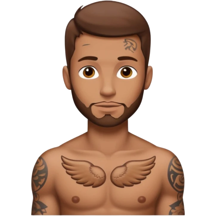 brown haired tattooed guy showing big dick emoji