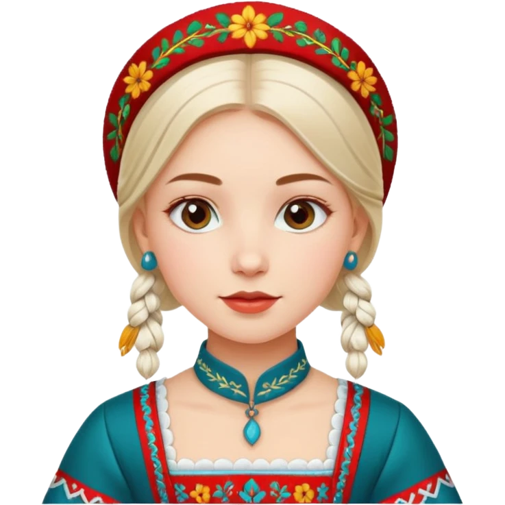 Young beautiful white girl in latvian traditional folk costume emoji