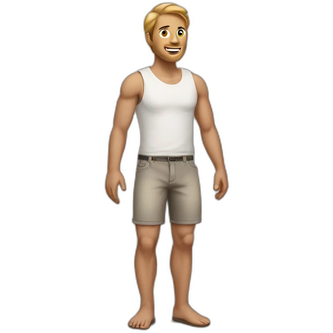 man with skin instead of pants emoji