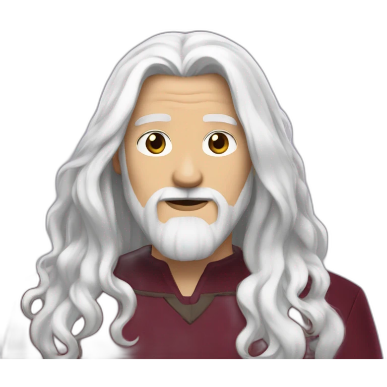 avatar roku long white hair and beard and maroon dress emoji