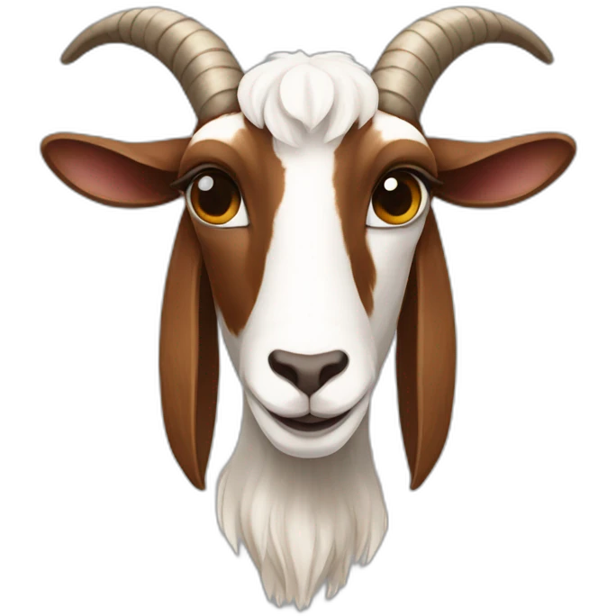 Boer goat, goat with floppy ears, brown and white fur emoji