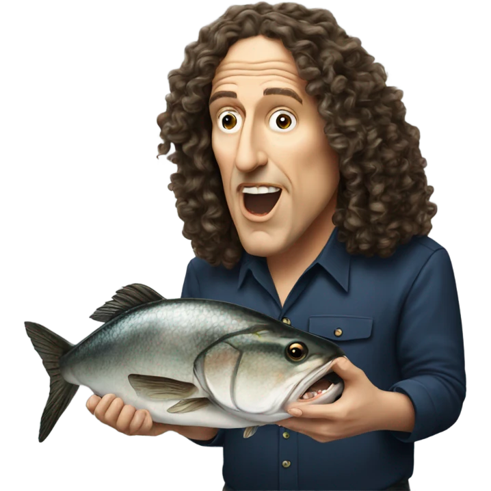 Weird Al eating fish emoji