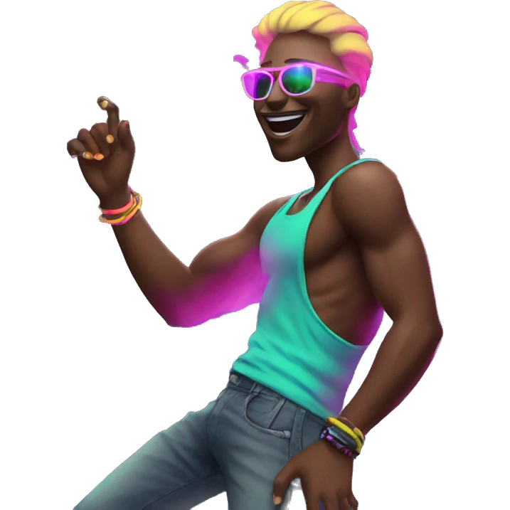 Rave party dancing neon smoking emoji