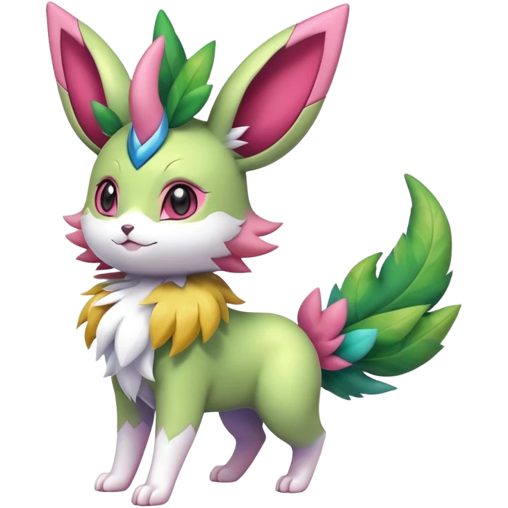 Shiny Exotic Sylveon-Skitty-Shaymin-Leafeon-Bayleaf-Meganium-Hybrid-Creature emoji