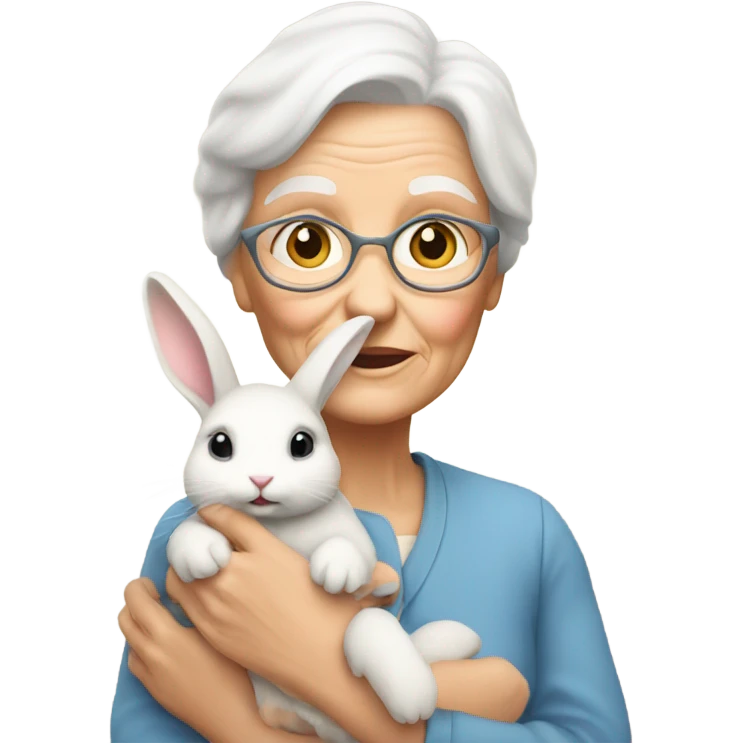 Old white lady with bunny rabbit emoji