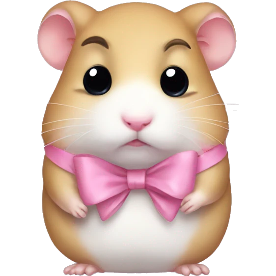 Sad hamster meme with pink bow emoji