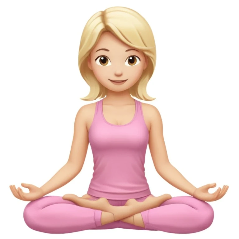 blonde yoga girl light pink clothes n emoji