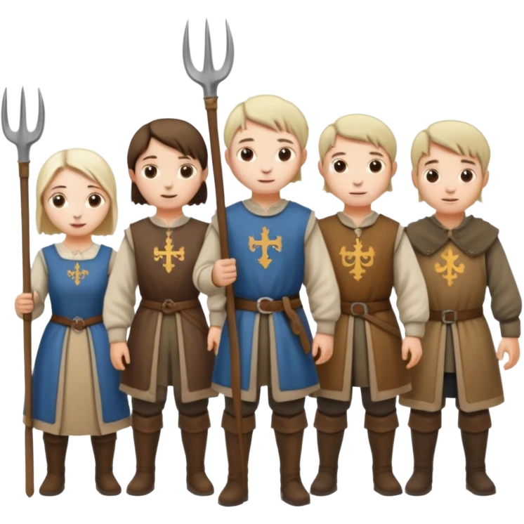 les villageois qui certains ont des fourches  sapé en moyen age emoji