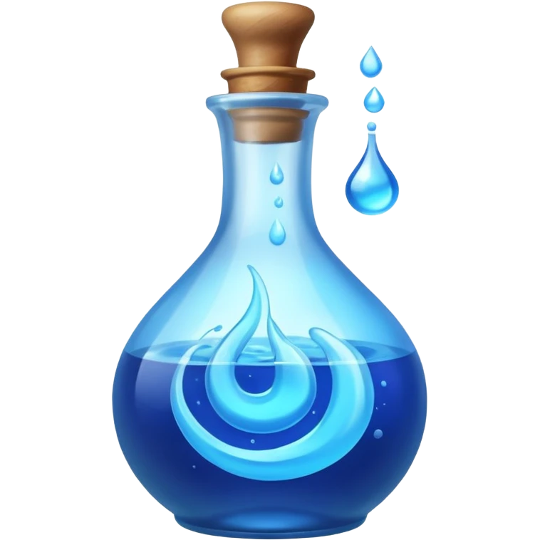 FANTASY MAGIC MANA BLUE POTION TILTED TO THE LEFT IN A CIRCLE BOTTLE emoji
