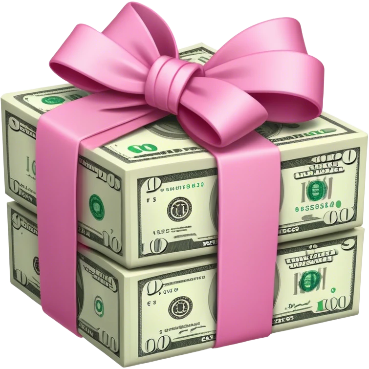 money stack wrapped with pink bow emoji