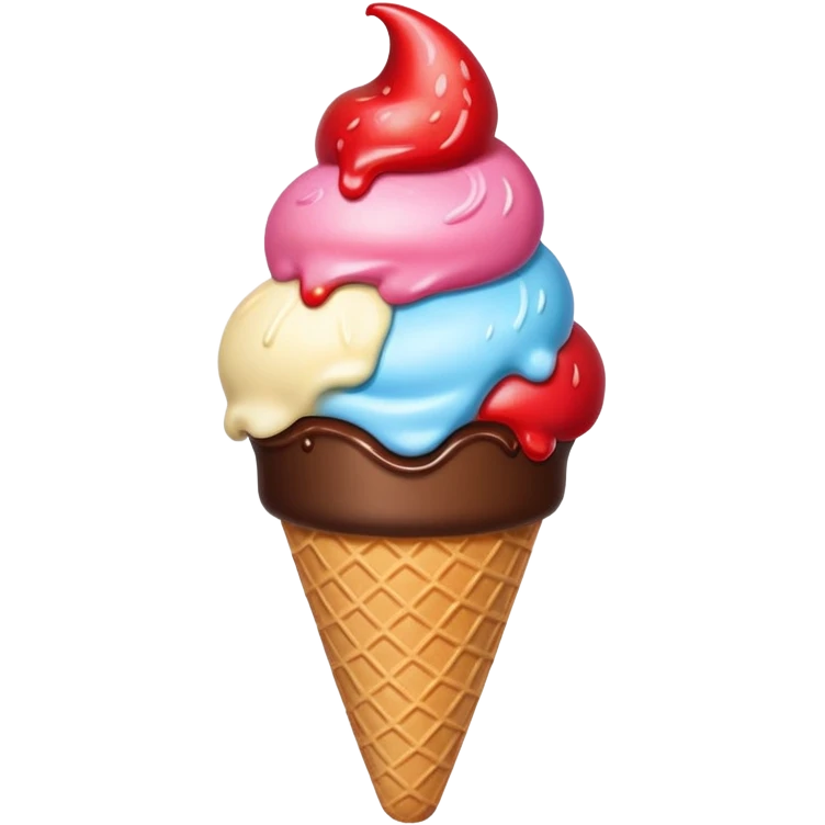 3 scoops ice cream cone emoji