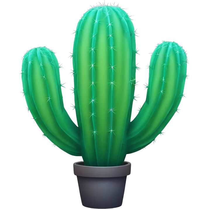 A cactus in green and cyan blue gradient color. emoji