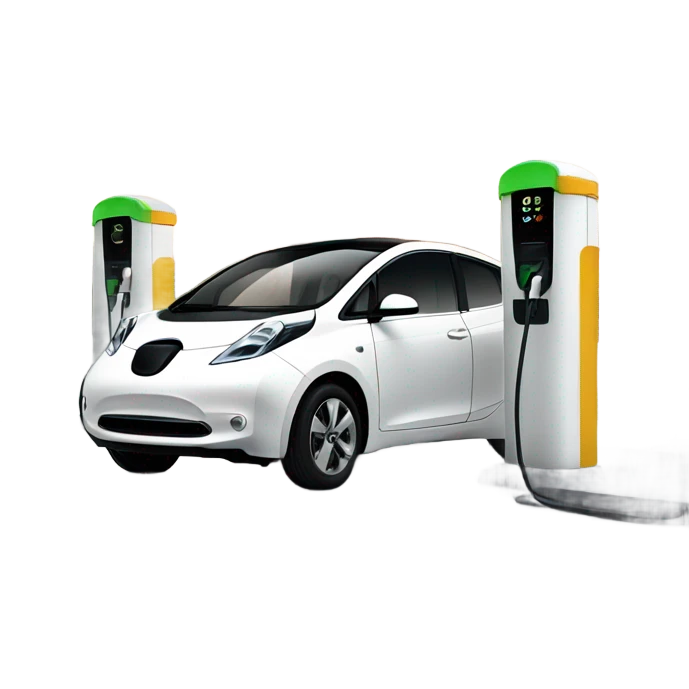 Electric car charging at a station emoji