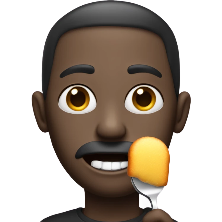 A normal emoji but he has a spoon full of sugar , the sugars all around his mouth and his holding  a lighter a  emoji