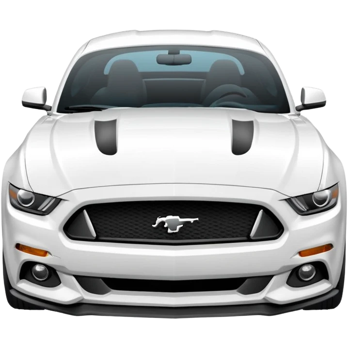 Make a 2013 mustang with a familiar look of an iPhone emoji and make the emoji have a front view of the Mustang and make the Mustang be white emoji