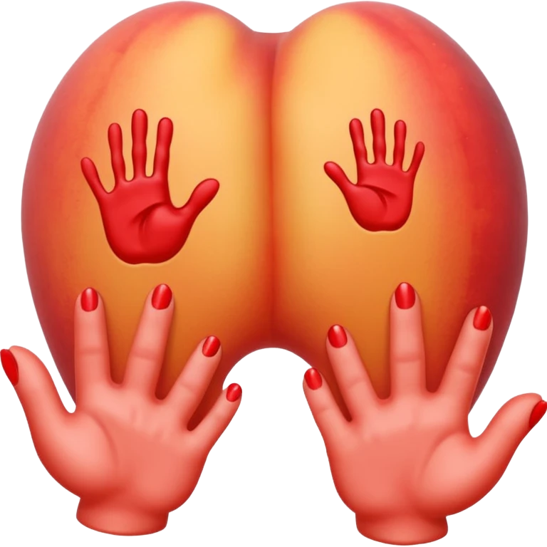 Booty peach emoji with red hand print like a spankinging emoji