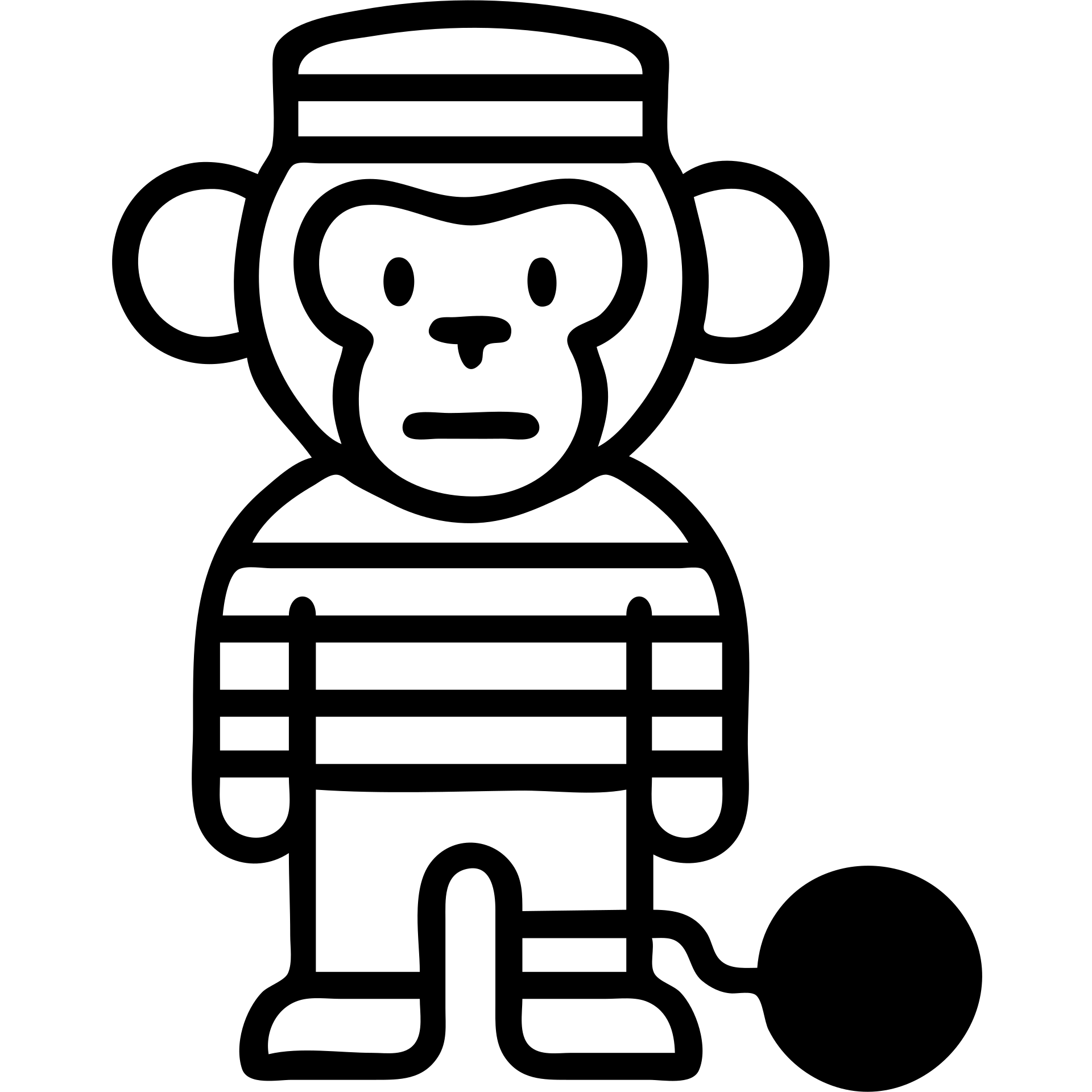 monkey in black and white prisoner uniform, icon style, with a ball and chain emoji