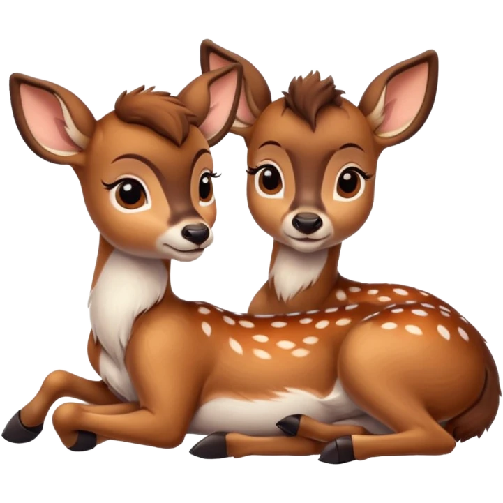 two Bambi deer lying cute emoji