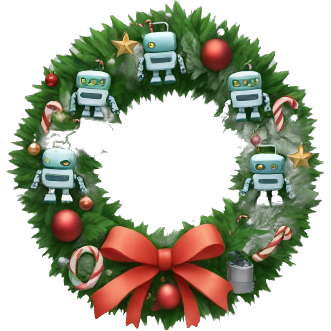 Christmas wreath with robots emoji
