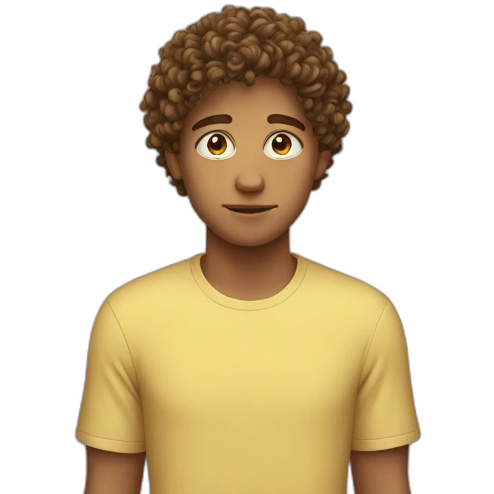 Only head. 17 year old boy. Curly hear emoji