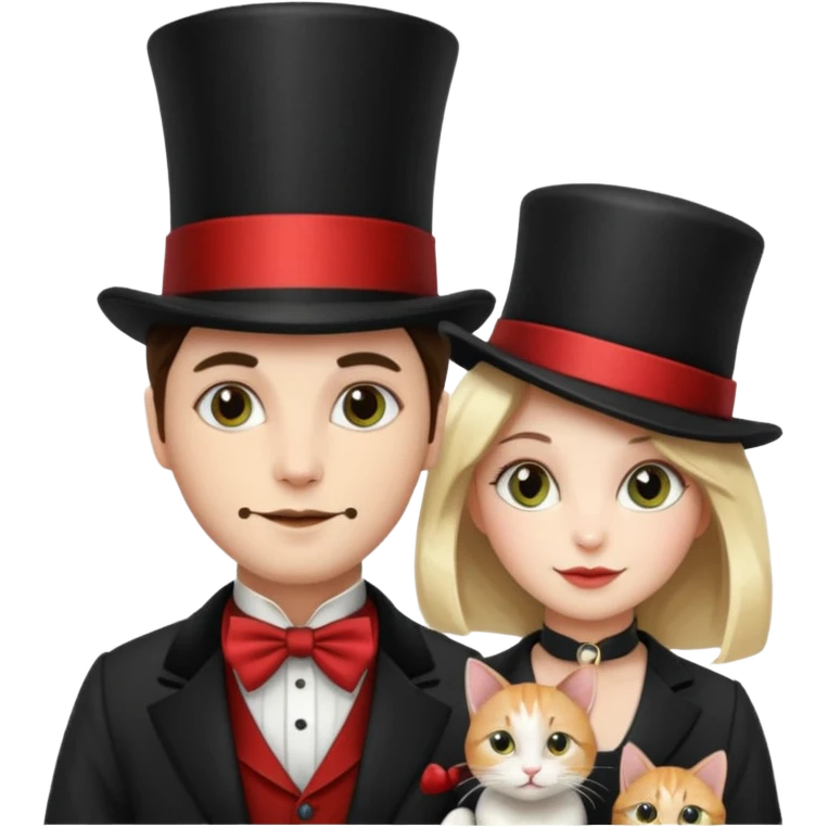 magician couple and their pet cat emoji