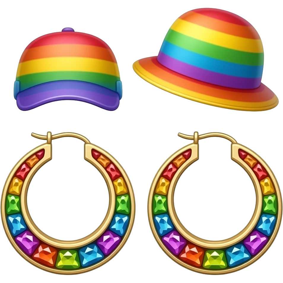 Stylish earrings with colorful hats emoji
